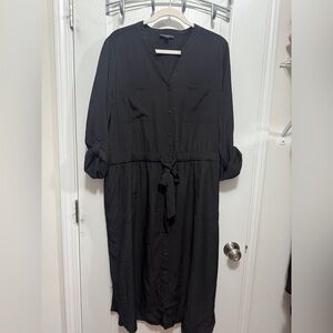 Alfani Women's 14‎ Shirt Dress 3/4 Sleeves Black Knee Length Classic Office EUC